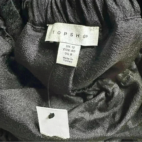 NEW Topshop Textured Bardot Crop Peplum Blouse – Black – Women’s US 8 - Picture 4 of 6